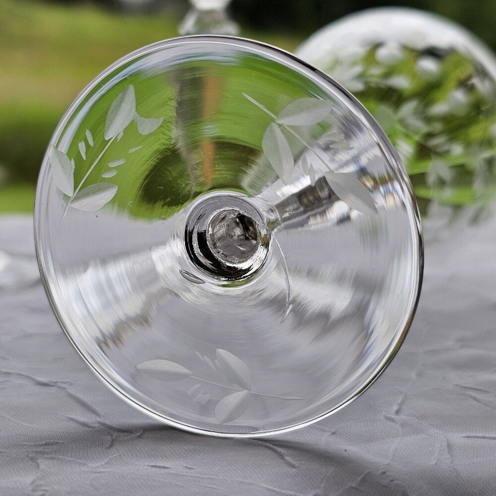 Rock Sharpe Optic Floral Cocktail Glasses 5.25" set/3 gray wheel cut 2011-15 - Picture 8 of 11